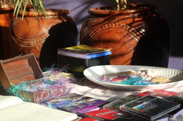 Our book display at the Meet and Greet event